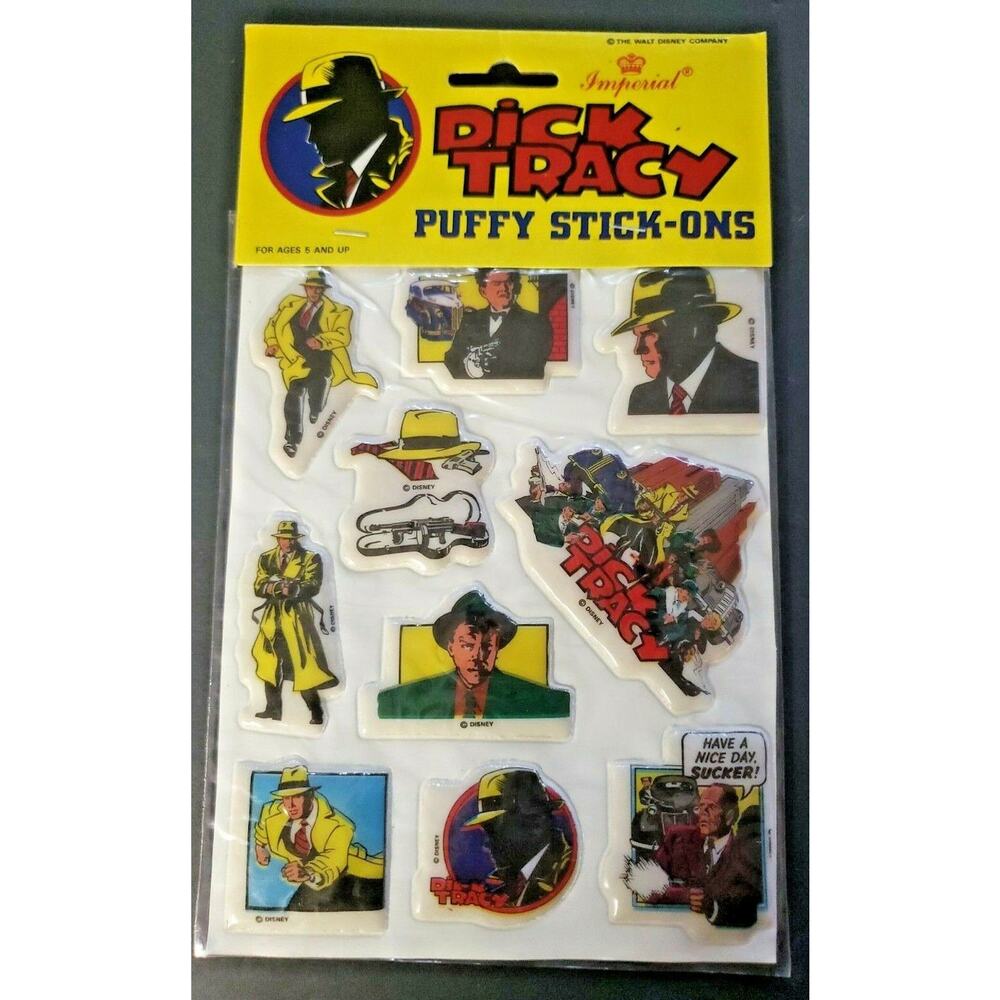 Vintage Dick Tracy Classic Comic Cartoon Puffy Stick-Ons Decals NOS #1